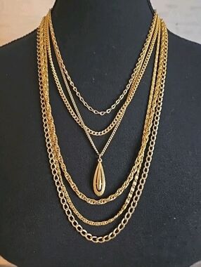 D'ORLAN Necklace Gold-tone Multi 6 Strand Statment Necklace